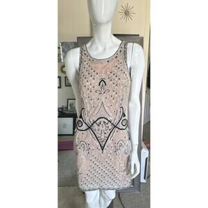 Tracy Reese Vintage-Style Beaded Sleeveless Dress with Ornate Patterns, Size 2
